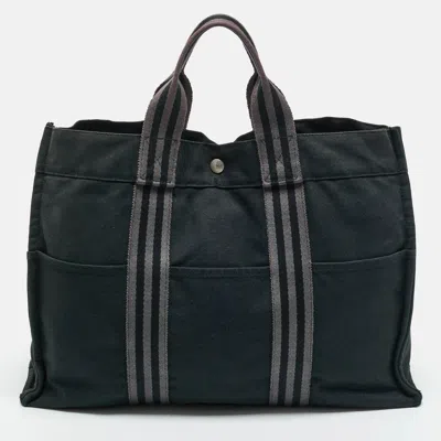 Pre-owned Hermes Black Canvas Herline Mm Tote