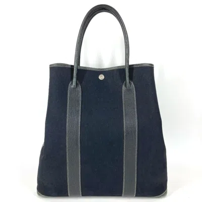Pre-owned Hermes Black Canvas Leather Shoulder Bag Tote Bag ()