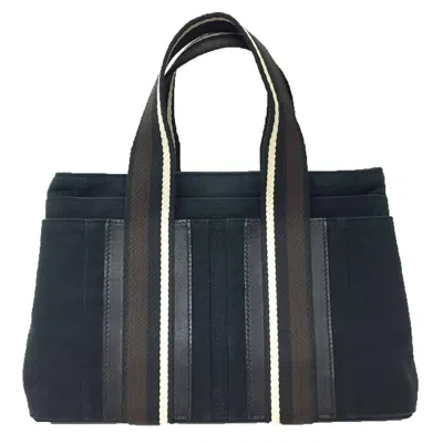 Pre-owned Hermes Black Canvas Leather Tote Bag ()