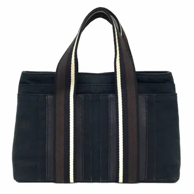 Pre-owned Hermes Black Canvas Leather Tote Bag ()