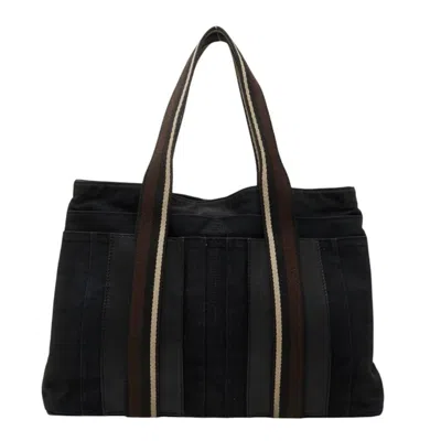 Pre-owned Hermes Black Canvas Leather Tote Bag ()