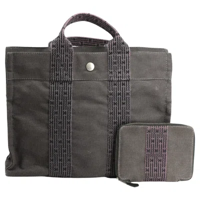 Pre-owned Hermes Black Canvas Small Escale Pm Tote And Purse