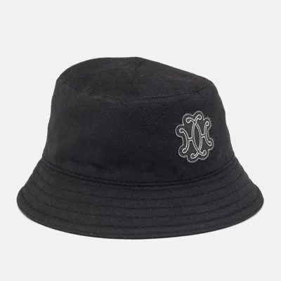 Pre-owned Hermes Hermès Black Cashmere Harper Lift Bucket Hat Size 57