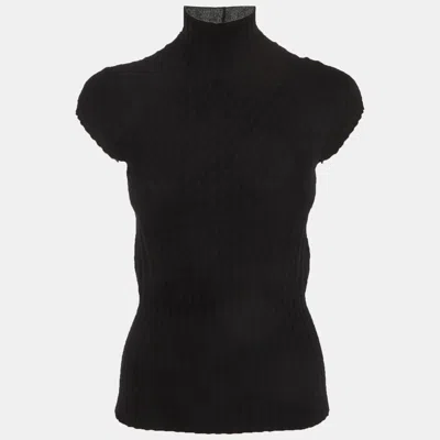 Pre-owned Hermes Hermès Black Cashmere Knit Turtleneck Top M