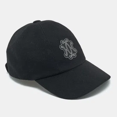 Pre-owned Hermes Black Cashmere Serena Lift Cap Size 58
