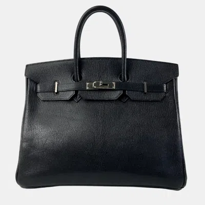 Pre-owned Hermes Black Chevre Birkin 35 Handbag
