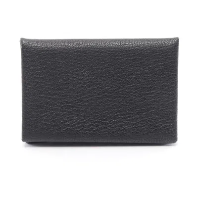 Pre-owned Hermes Black Chevre Coromandel Leather Leather Coin Purse/coin Case ()