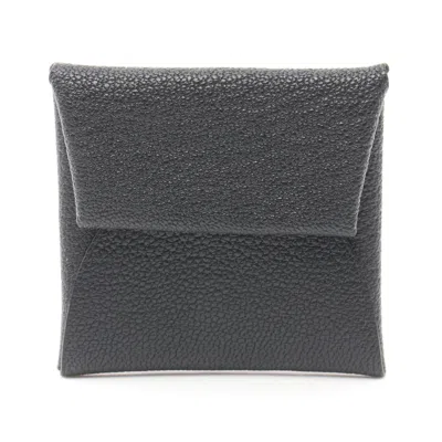Pre-owned Hermes Black Chevre Leather Coin Purse/coin Case ()