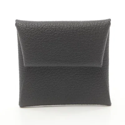 Pre-owned Hermes Black Chevre Leather Coin Purse/coin Case ()