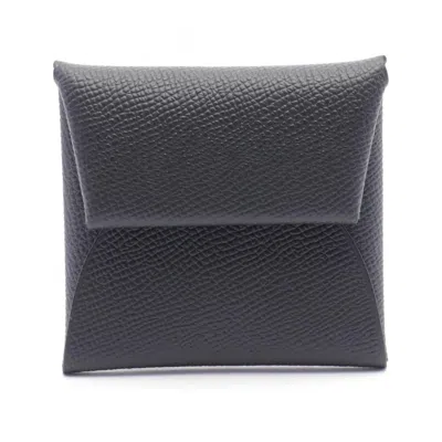 Pre-owned Hermes Black Chevre Leather Coin Purse/coin Case ()