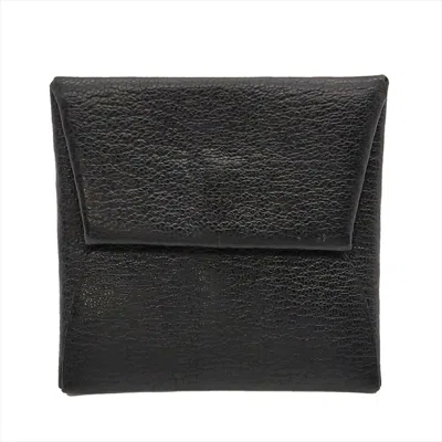 Pre-owned Hermes Black Chevre Leather Coin Purse/coin Case ()