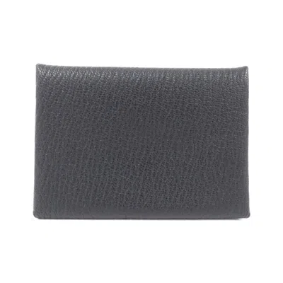 Pre-owned Hermes Black Chevre Leather Coin Purse/coin Case ()