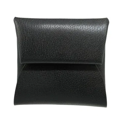 Pre-owned Hermes Black Chevre Leather Coin Purse/coin Case ()