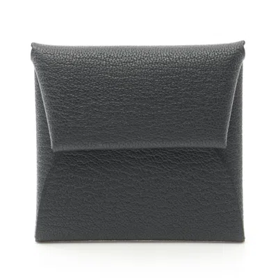 Pre-owned Hermes Black Chevre Leather Coin Purse/coin Case ()