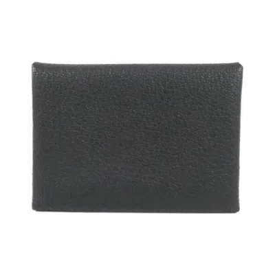 Pre-owned Hermes Black Chevre Leather Coin Purse/coin Case ()