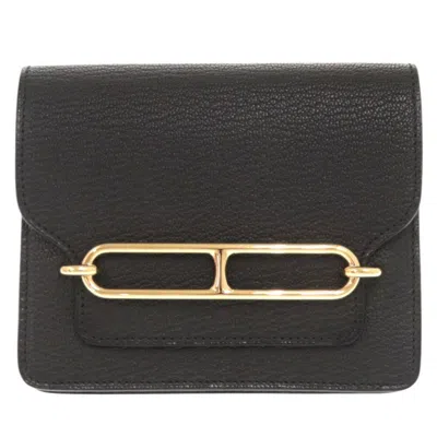 Pre-owned Hermes Black Chevre Leather Coin Purse/coin Case ()