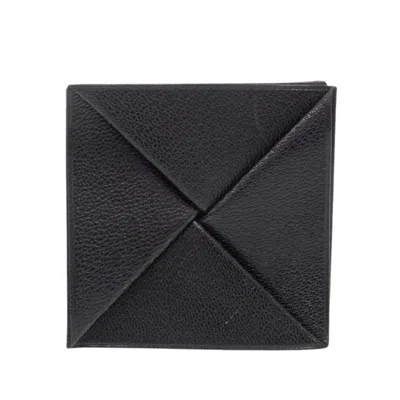 Pre-owned Hermes Black Chevre Leather Coin Purse/coin Case ()