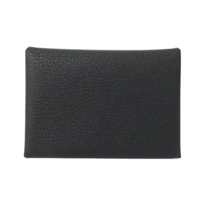 Pre-owned Hermes Black Chevre Leather Coin Purse/coin Case ()