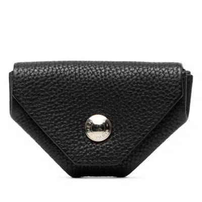 Pre-owned Hermes Black Chevre Leather Coin Purse/coin Case ()