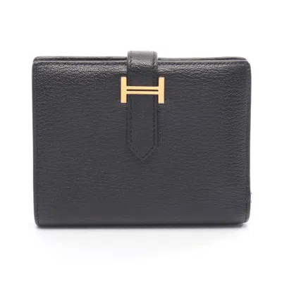Pre-owned Hermes Black Chevre Leather Leather Wallet (bi-fold) ()
