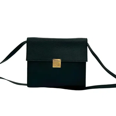 Pre-owned Hermes Black Chevre Leather Pochette Shoulder Bag ()