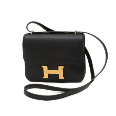 Pre-owned Hermes Black Chevre Leather Shoulder Bag ()