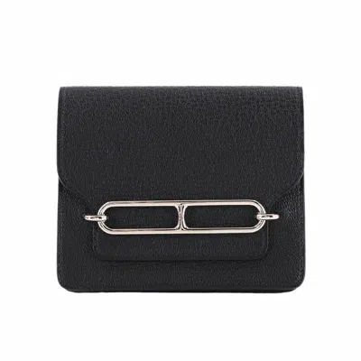 Pre-owned Hermes Black Chevre Leather Wallet (bi-fold) ()