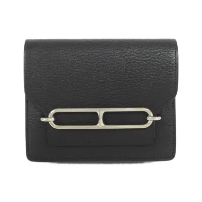 Pre-owned Hermes Black Chevre Leather Wallet (bi-fold) ()