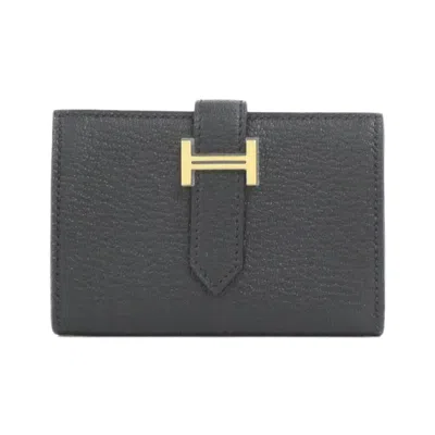 Pre-owned Hermes Black Chevre Leather Wallet (bi-fold) ()