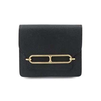 Pre-owned Hermes Black Chevre Leather Wallet (bi-fold) ()