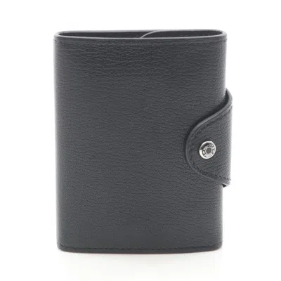 Pre-owned Hermes Black Chevre Leather Wallet (tri-fold) ()