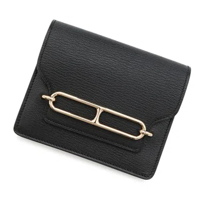 Pre-owned Hermes Black Chevre Myzore Leather Coin Purse/coin Case ()