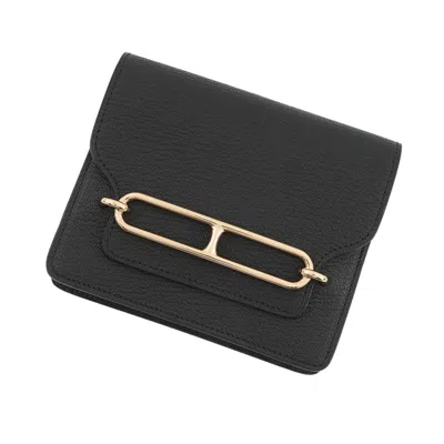 Pre-owned Hermes Black Chevre Myzore Leather Coin Purse/coin Case ()