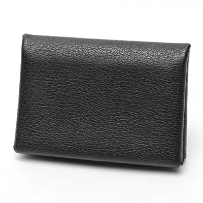 Pre-owned Hermes Black Chevre Myzore Leather Coin Purse/coin Case ()