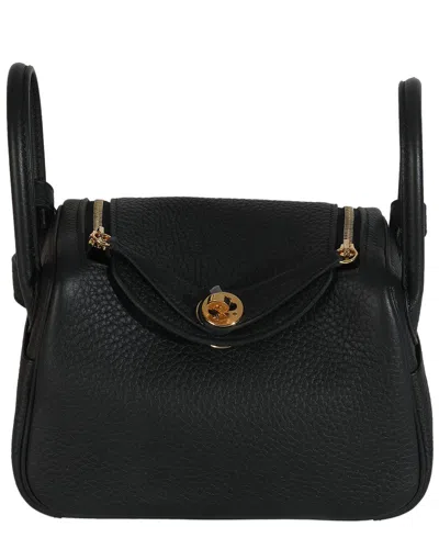 Pre-owned Hermes Hermès Black Clemence Leather Mini Lindy 20 Ghw (authentic Pre-loved)