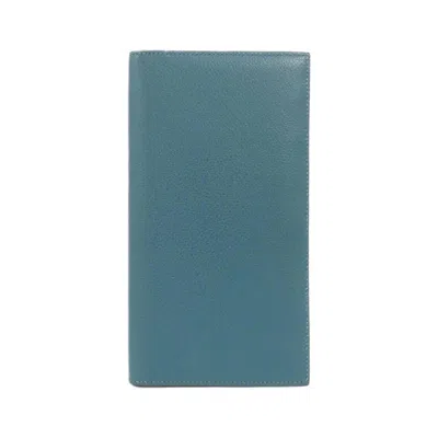 Pre-owned Hermes Black Colvert Long Bill Wallet (bi-fold) ()