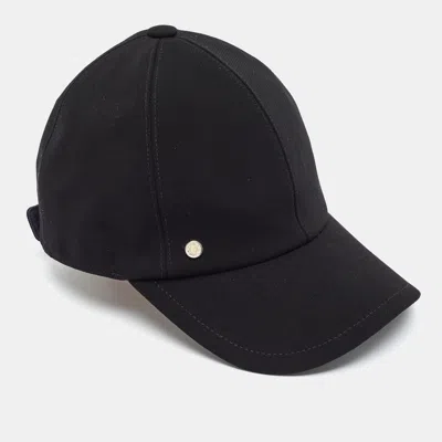 Pre-owned Hermes Hermès Black Crepe Tess Milano Baseball Cap Size 56