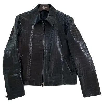 Pre-owned Hermes Black Crocodile Men's Jacket Rare Custom Made