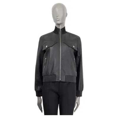 Pre-owned Hermes Black Deerskin Leather Bomber Jacket 38 S