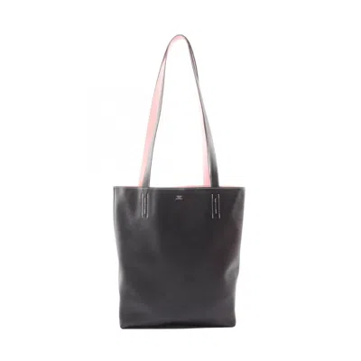 Pre-owned Hermes Black Ebene Pink Leather Tote Bag ()