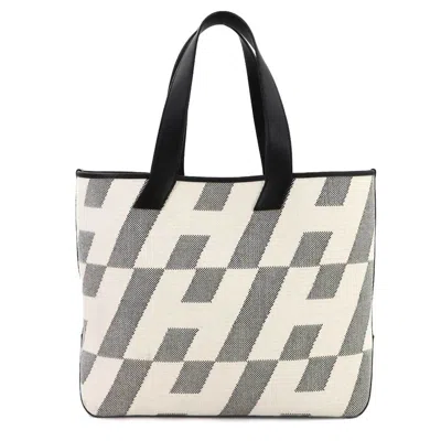 Pre-owned Hermes Black Ecru Swift Leather Canvas Tote Bag ()