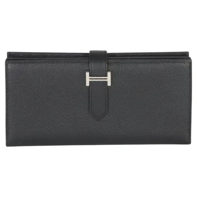 Pre-owned Hermes Hermès Black Epsom Bearn Wallet Phw