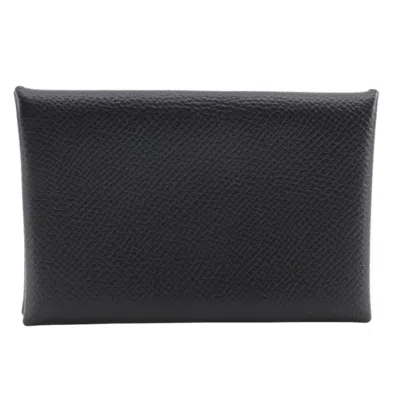 Pre-owned Hermes Black Epsom Leather Card Wallet ()