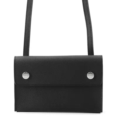 Pre-owned Hermes Black Epsom Leather Chain/shoulder Wallet ()