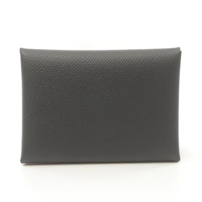 Pre-owned Hermes Black Epsom Leather Coin Purse/coin Case ()