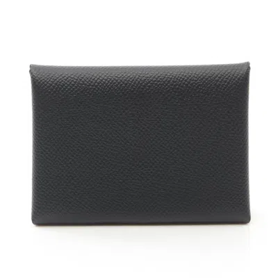 Pre-owned Hermes Black Epsom Leather Coin Purse/coin Case ()