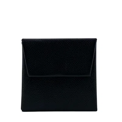 Pre-owned Hermes Black Epsom Leather Coin Purse/coin Case ()