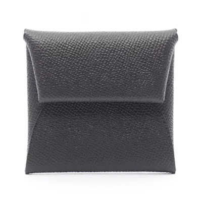 Pre-owned Hermes Black Epsom Leather Coin Purse/coin Case ()