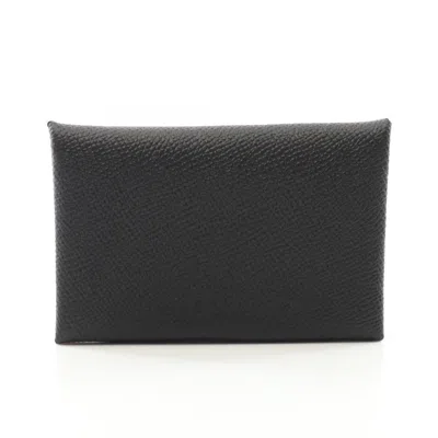Pre-owned Hermes Black Epsom Leather Coin Purse/coin Case ()