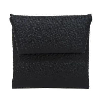 Pre-owned Hermes Black Epsom Leather Coin Purse/coin Case ()